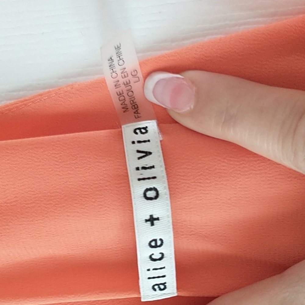 Alice & Olivia Fierra Y Back Dress Orange Silk Size Medium - Picture 3 of 5